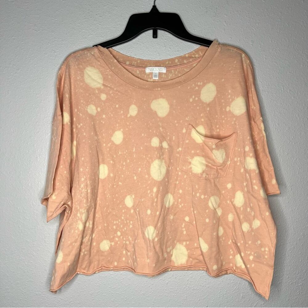 New Abound Peach Pink Dot Oversized Cropped Short SleeveTee Shirt Women's size S